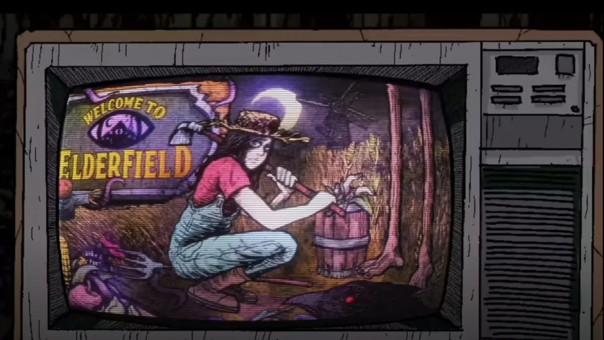 Tampilan gameplay pertarungan dan area pertanian dalam game Welcome to Elderfield di Steam