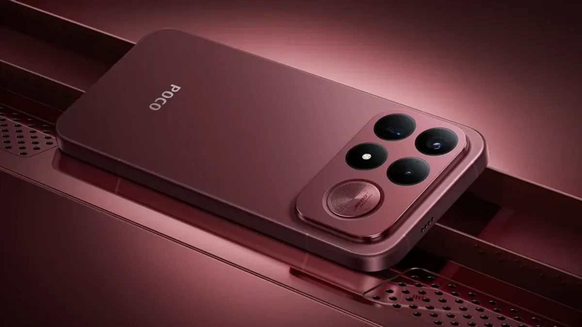 Poco F9 Ultra warna Dark Cherry dan Black menampilkan layar AMOLED 185Hz dan modul kamera 200MP