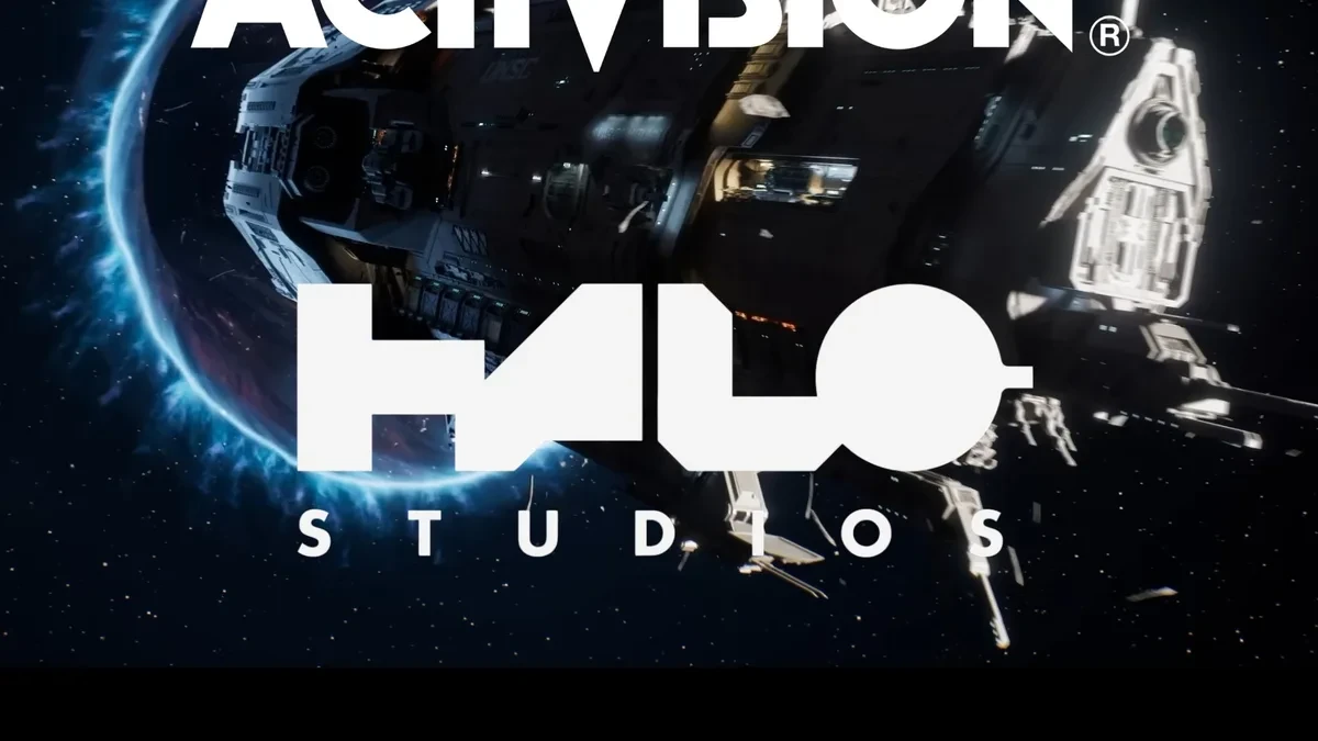 Logo Activision dan Halo Studios berdampingan yang menggambarkan transisi kepemimpinan game Halo