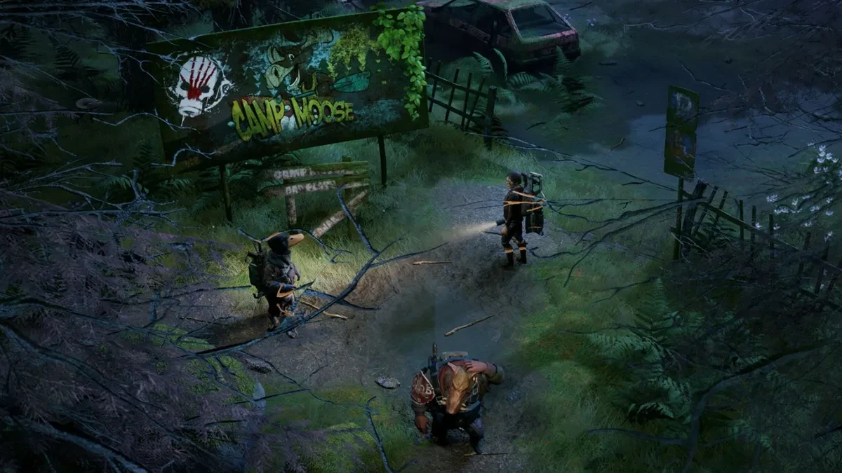 Karakter mutan menjelajahi lingkungan pasca-apokaliptik dalam gim Mutant Year Zero Road to Eden
