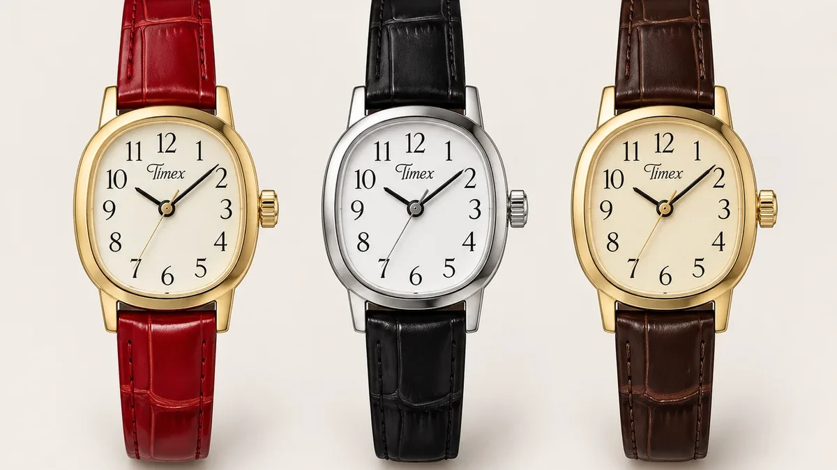 Jam tangan Timex Cavatina Mini varian tali kulit 17mm dengan desain klasik