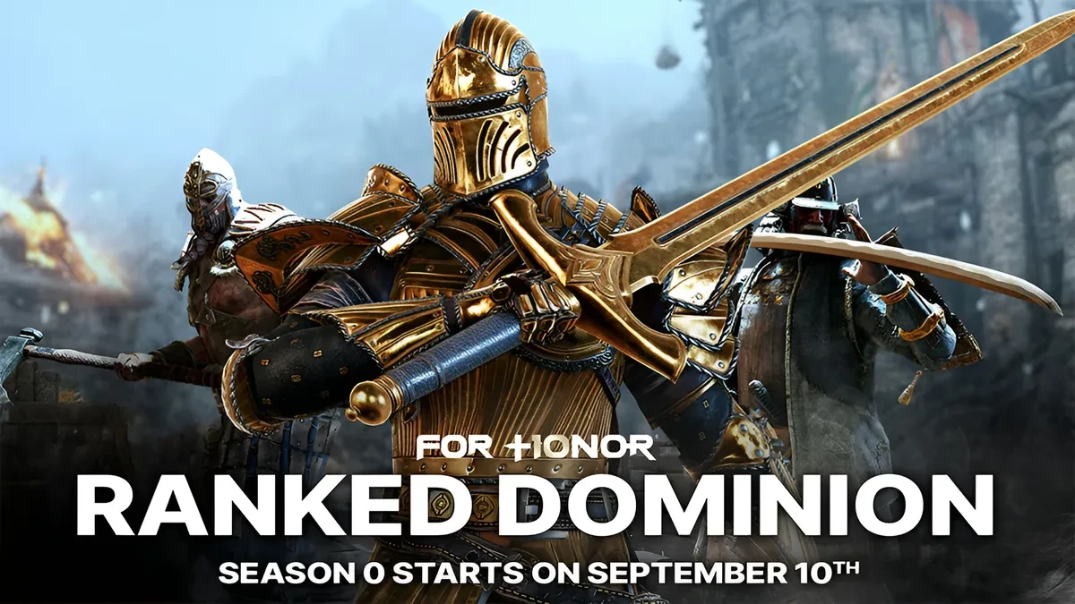 Banner promosi game For Honor dari Ubisoft yang dimainkan di platform PC dan konsol