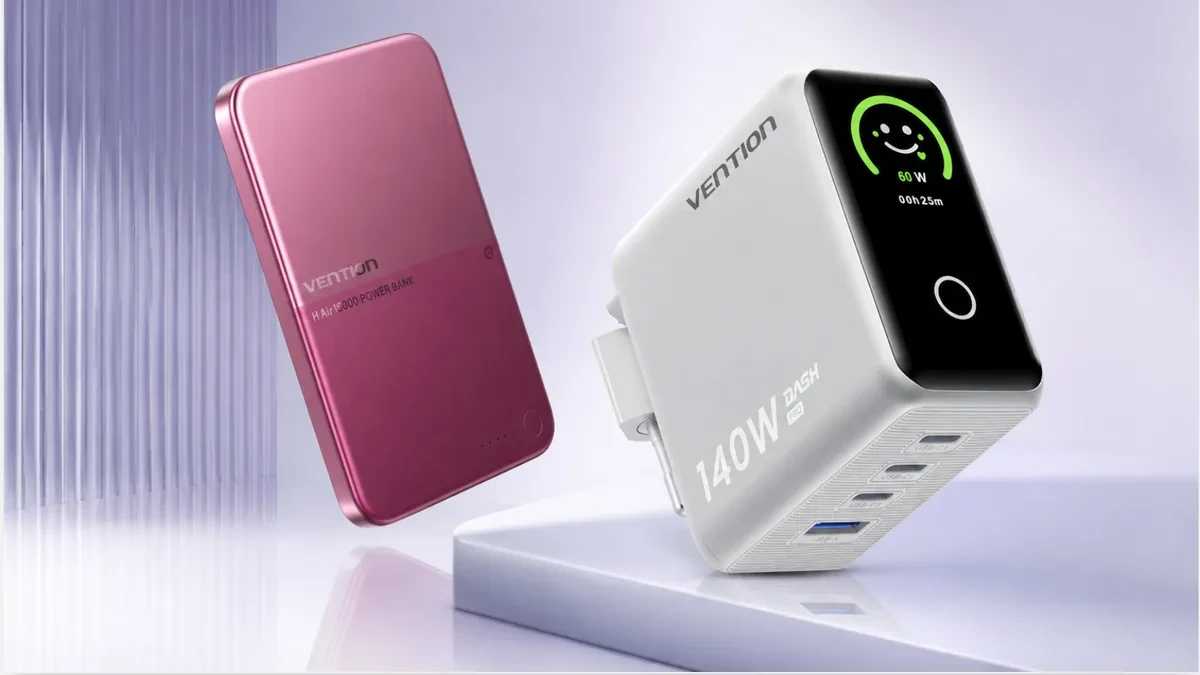 Power bank tipis Vention H Series dan adapter pengisi daya Dash Pro 140W GaN