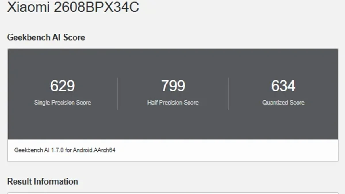 Bocoran benchmark Geekbench AI dari gawai Xiaomi 18 Fold dengan chip Xring O3