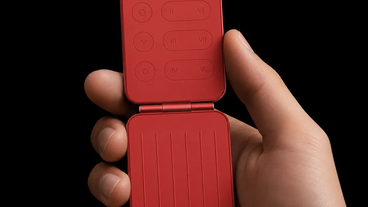 Render aksesori Xiaomi Pocket Guitar dengan desain clamshell