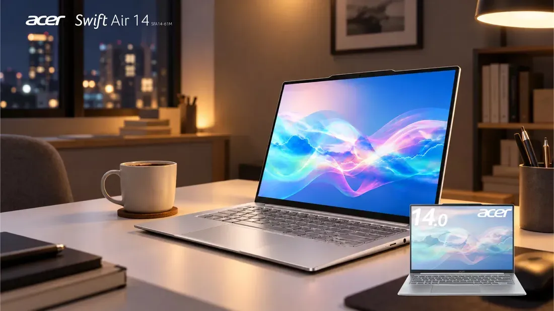 Tampilan layar OLED 2.8K 90 Hz pada Acer Swift Air 14