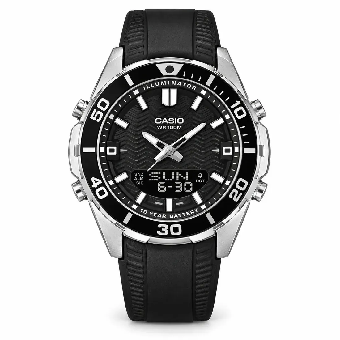 Casio AMW-910-1A dengan strap resin hitam