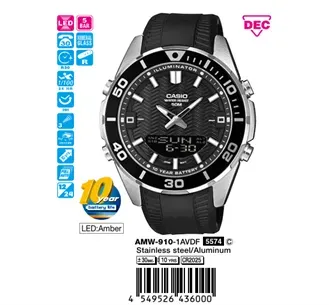 Infografis spesifikasi Casio AMW-910