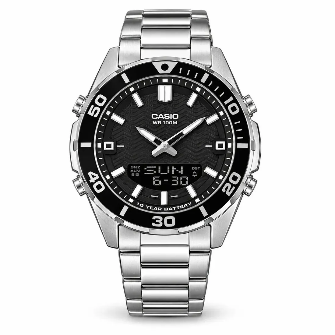 Casio AMW-910D-1A dengan gelang baja tahan karat