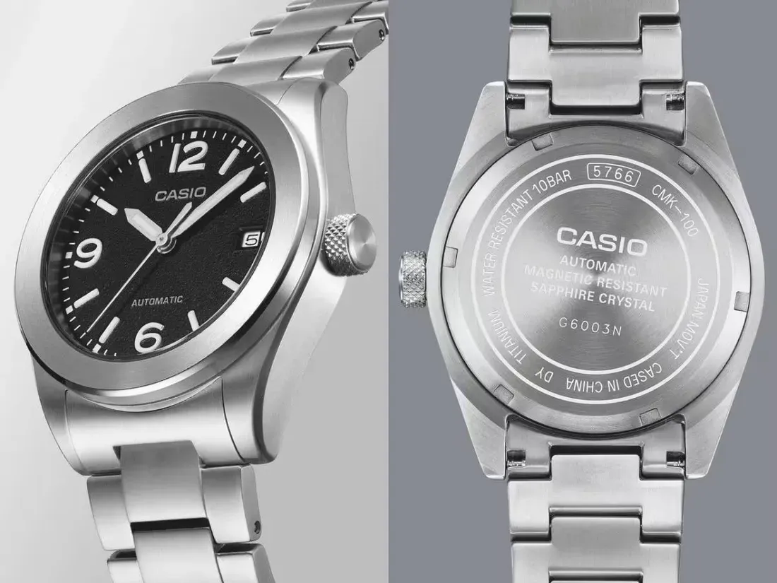 Detail cangkang titanium jam tangan Casio CMK100TD-1A