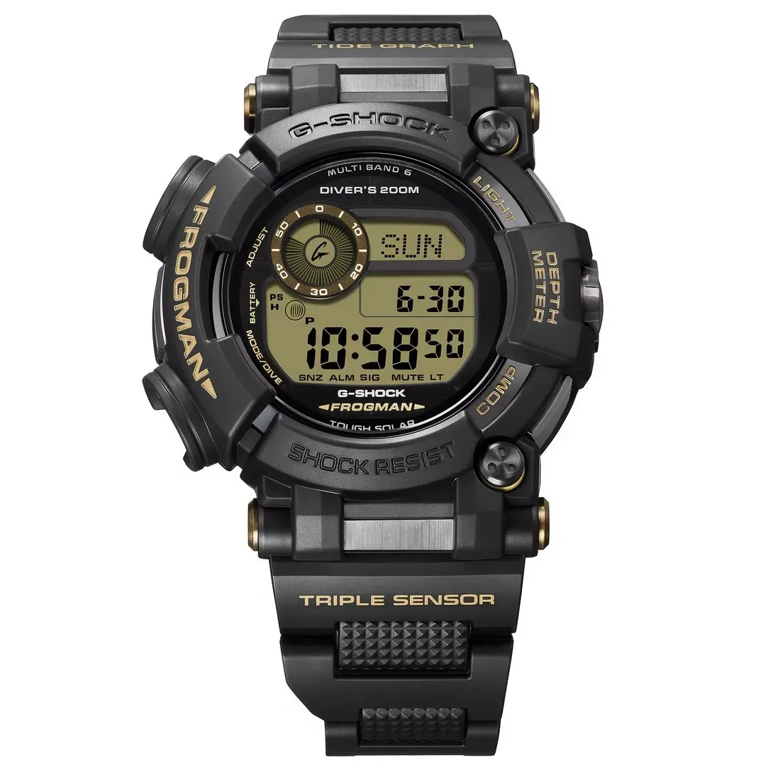 Tampak depan jam tangan penyelam Casio G-Shock Frogman GWF-D1000BC-1