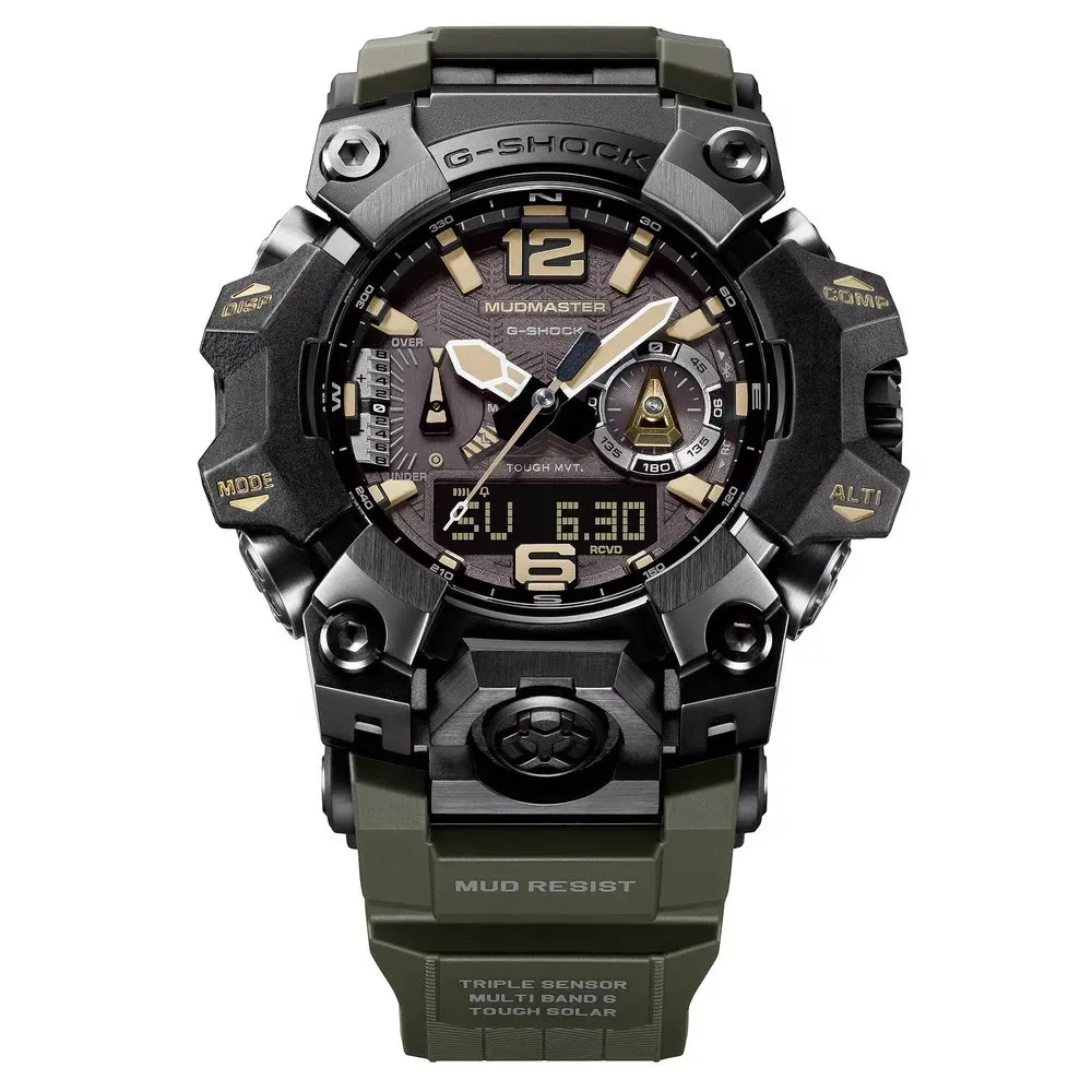 Tampak depan Casio G-Shock Mudmaster GWG-B1000-1A3 warna olive green