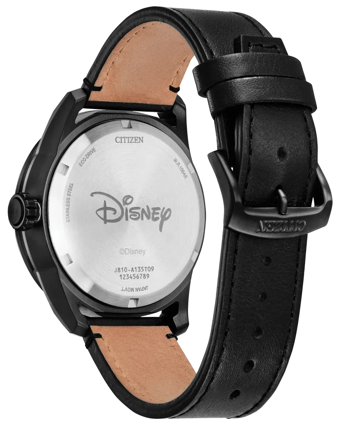 Bagian belakang bodi stainless steel Citizen Touchdown Mickey AW1739-02W