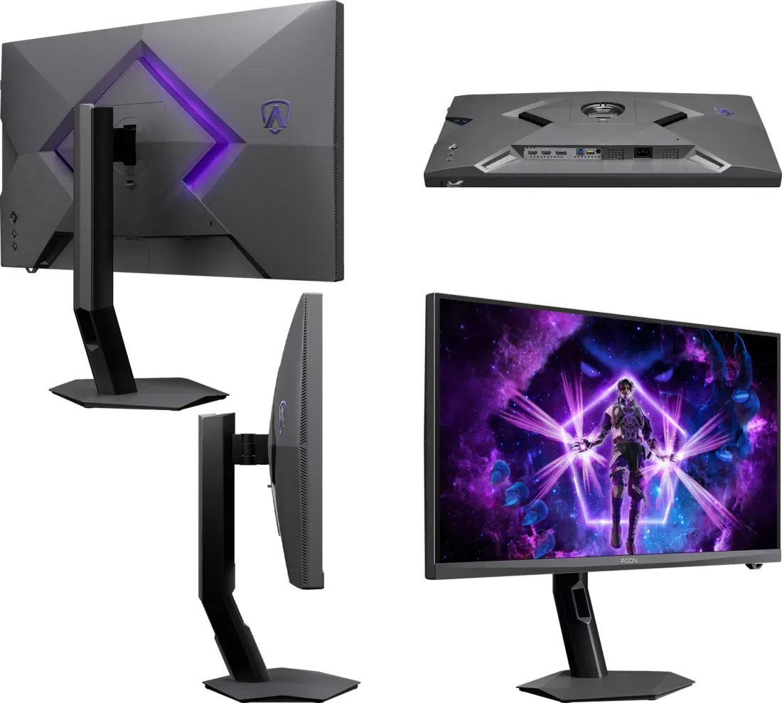 Desain bagian belakang dan kaki penyangga monitor gaming AOC Agon Pro AGP277QKM