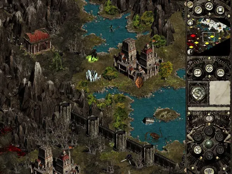 Tangkapan layar gameplay original Disciples II dengan gaya visual dark fantasy