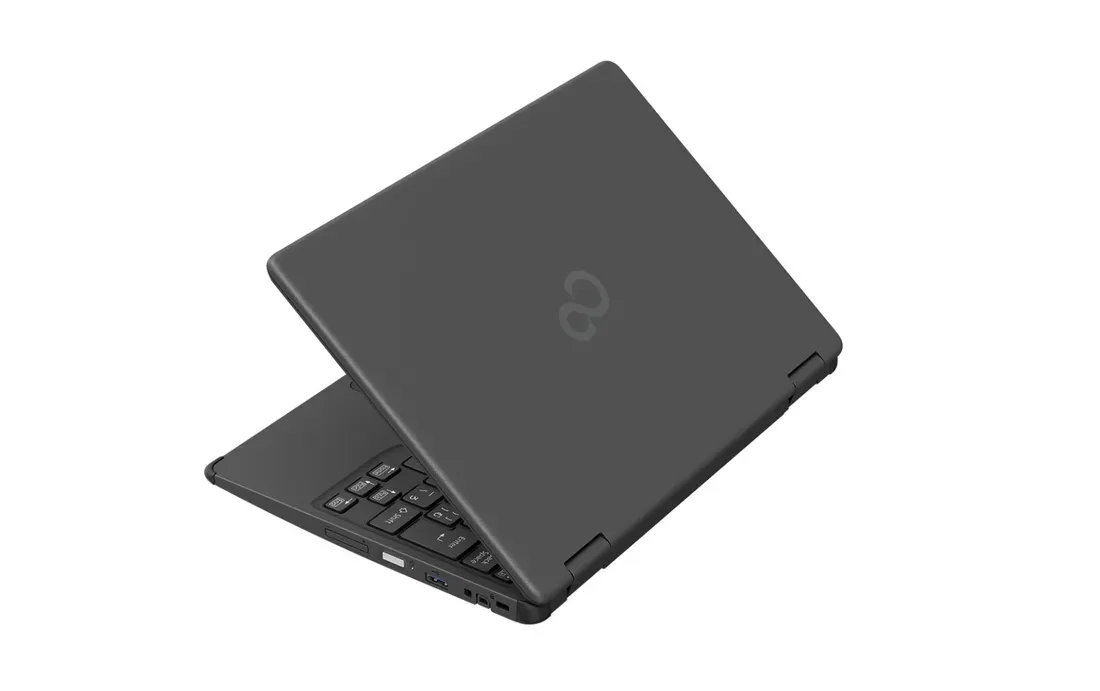 Tampilan desain bodi belakang laptop ringkas Fujitsu FMV Note Q