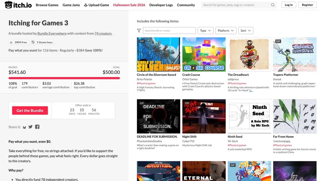 Ilustrasi game indie dan konten RPG dalam bundel Itch.io