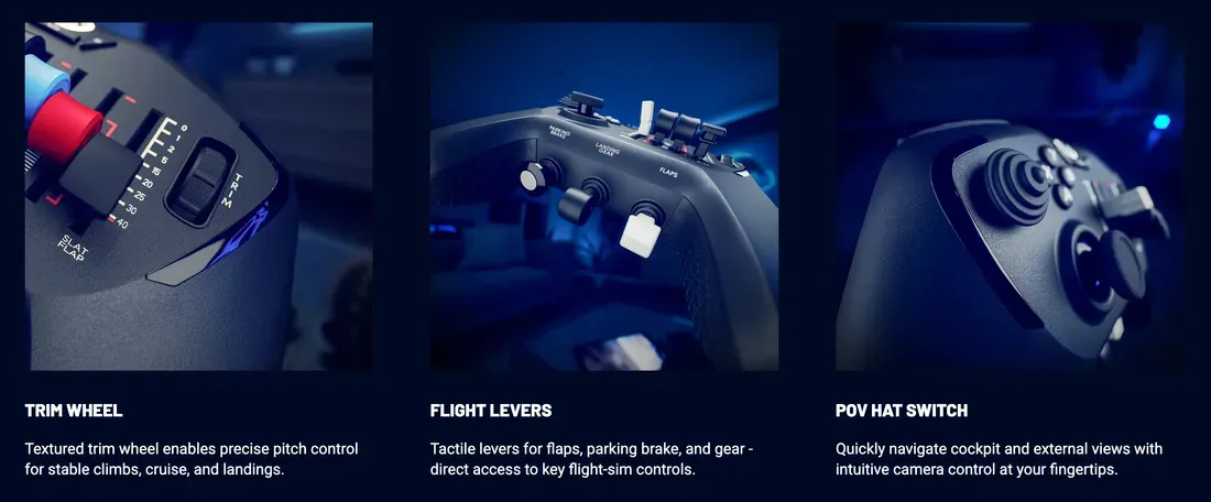 Tata letak tombol dan slider Honeycomb Echo Aviation Controller XPC