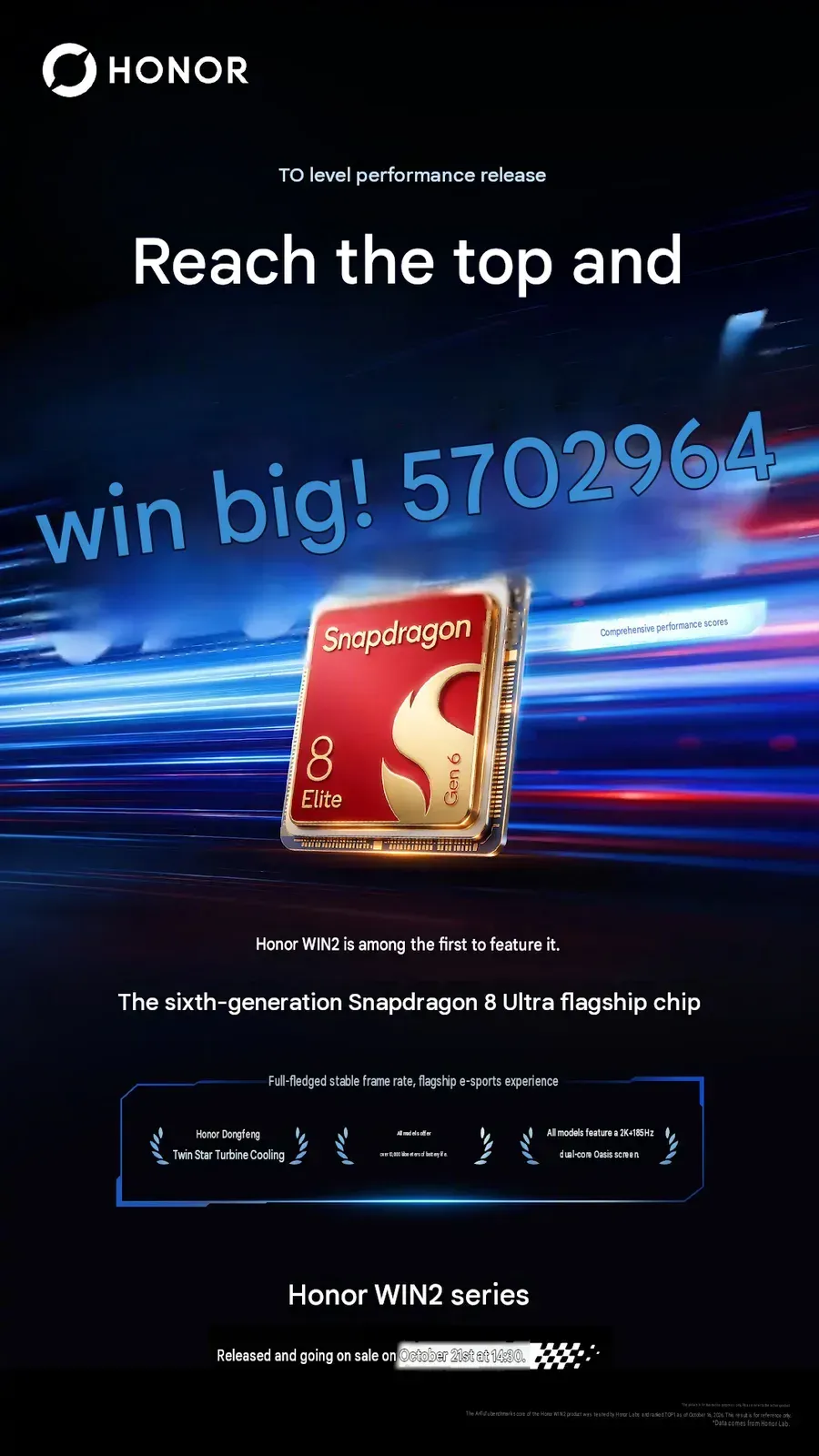 Tampilan poster penggoda skor AnTuTu Honor Win 2 tembus 5,7 juta poin