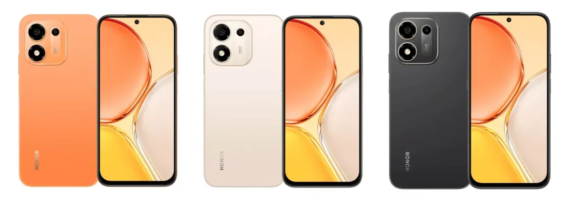 Tiga pilihan warna Honor X8e Sunrise Orange Desert Gold Velvet Black