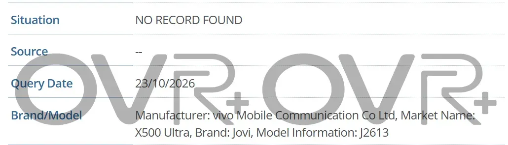 Sertifikasi IMEI untuk nomor model Jovi J2613 pasar Amerika Latin