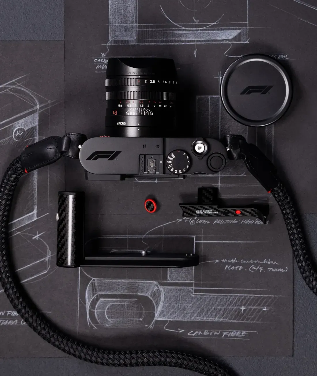 Aksesori handgrip serat karbon untuk Leica Q3 43 Formula 1 Edition