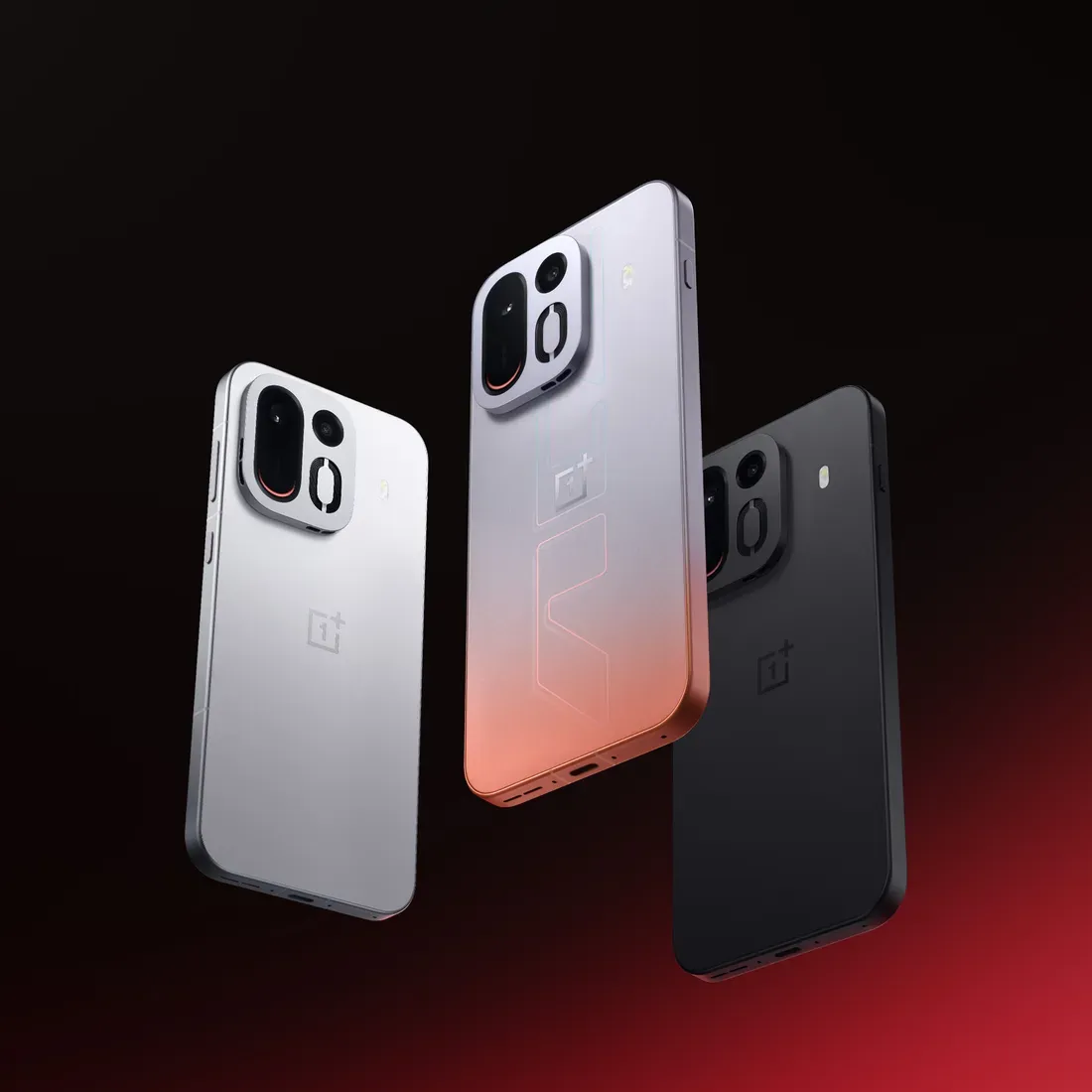 Varian warna OnePlus Ace 7 Glossy White, Tempered Fire, dan Midnight Black