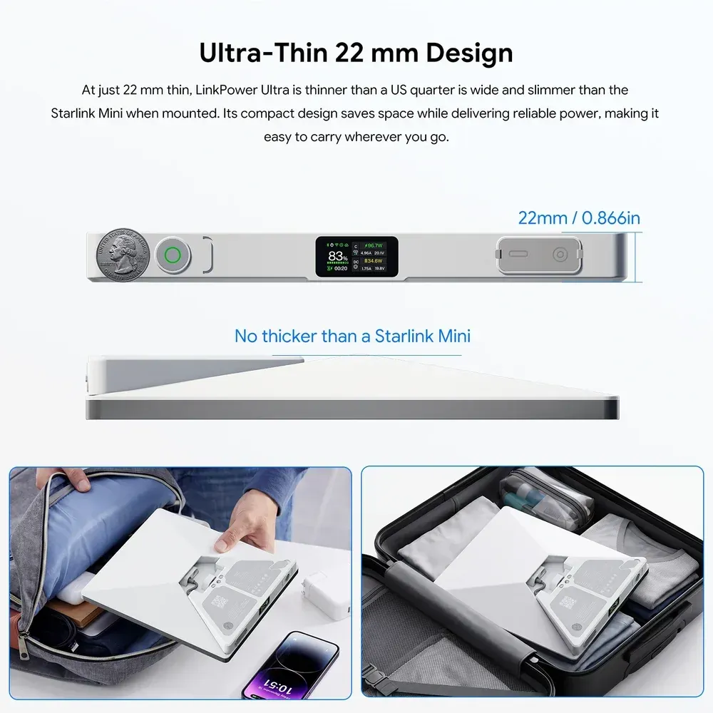 Pemasangan baterai PeakDo LinkPower Ultra pada bagian belakang Starlink Mini