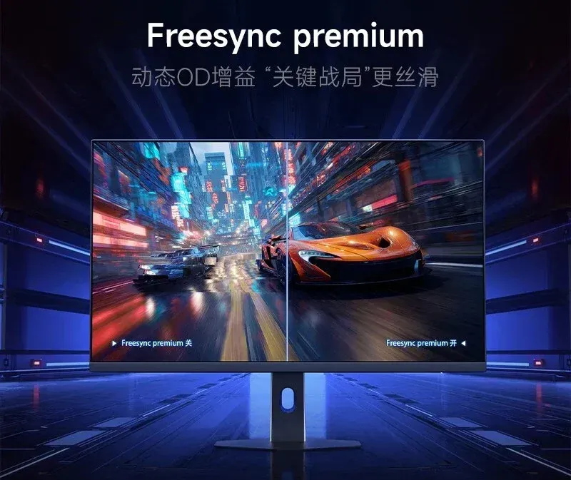 Desain kaki penyangga dan port konektivitas monitor Xiaomi Redmi G27Q Standard Edition