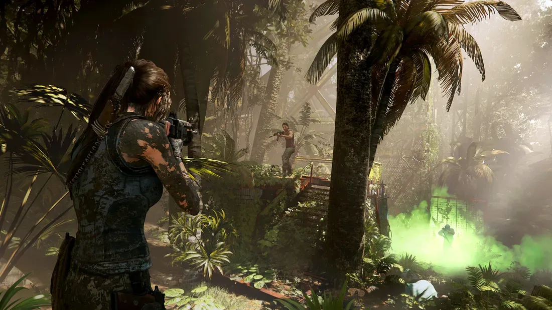 Lara Croft berada di hutan Peru dalam Shadow of the Tomb Raider