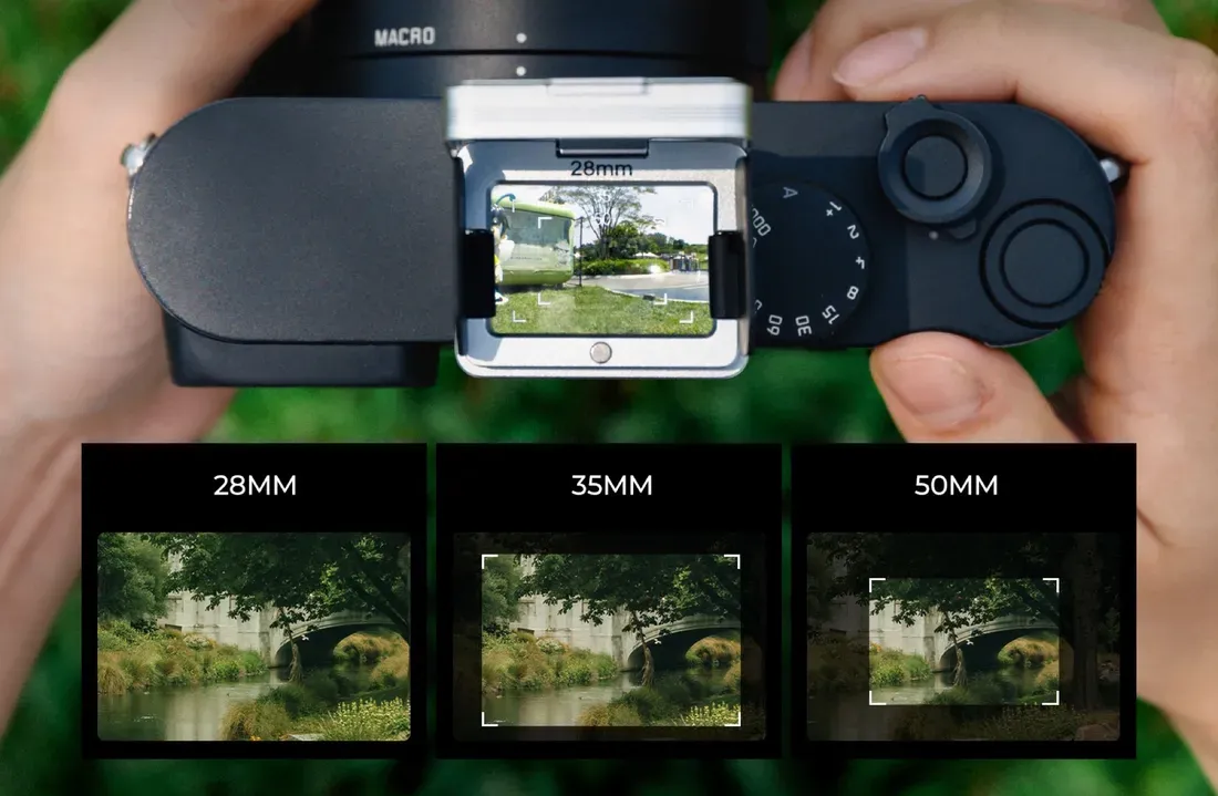 Desain fisik SmallRig Waist-Level Viewfinder dengan sasis perak dan kulit hitam