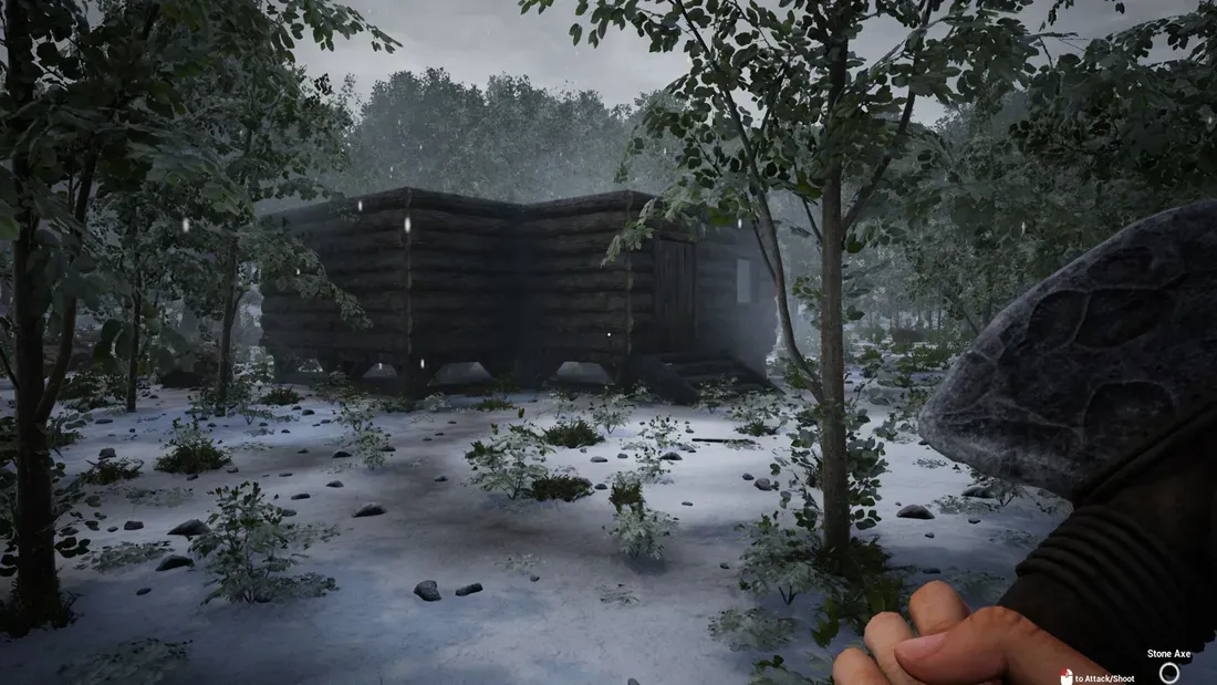Gubuk kayu sederhana di tengah hutan dalam game The Infected