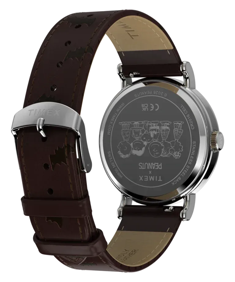 Detail strap kulit jam tangan Timex Weekender Peanuts