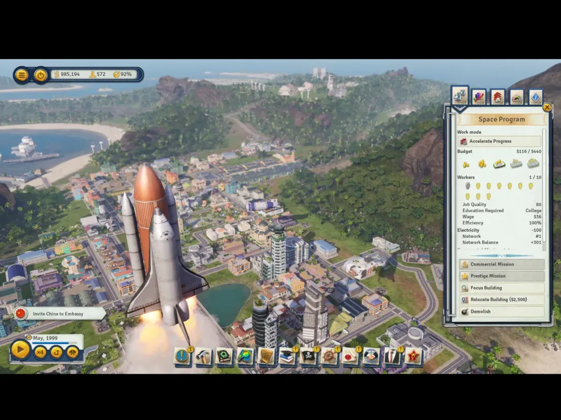 Fitur program luar angkasa dalam game Tropico 6