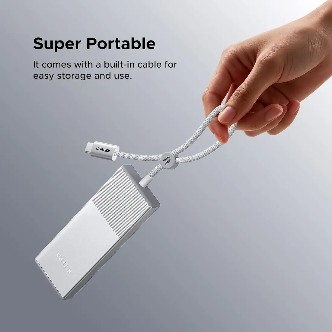 Kabel USB-C braided terintegrasi pada enclosure Ugreen