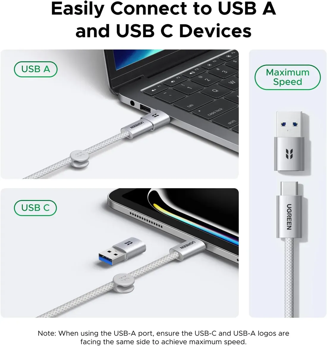 Kompatibilitas port USB-C dan USB-A pada enclosure Ugreen