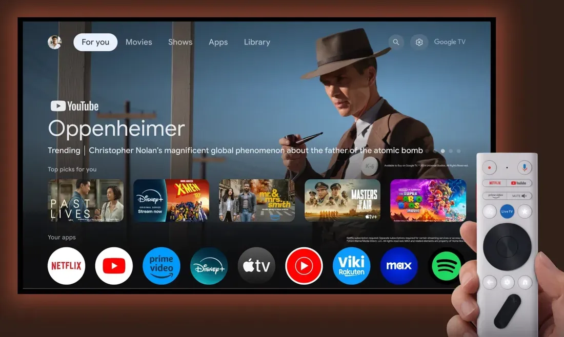Tampilan antarmuka Google TV pada proyektor Xgimi Elfin Flip Pro (New)