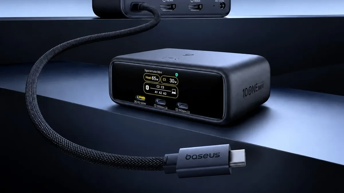 Baseus Spacemate RD1 Mini 10-in-1 Docking Station seukuran HP dengan smart display