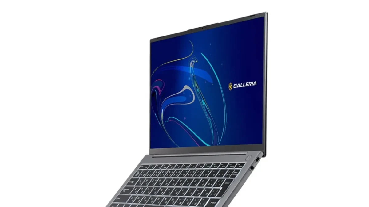Laptop Galleria NSC5L tampak depan dengan layar menyala