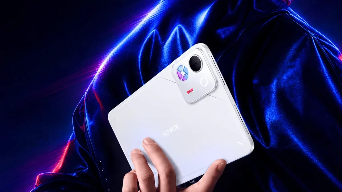 Tampilan depan Honor Win Tablet dengan layar OLED menyala