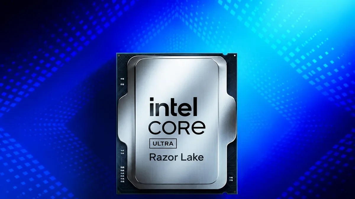 Ilustrasi chip Intel Razor Lake-AX dengan performa AI 700 TOPS untuk robot humanoid dan laptop AI PC 2028