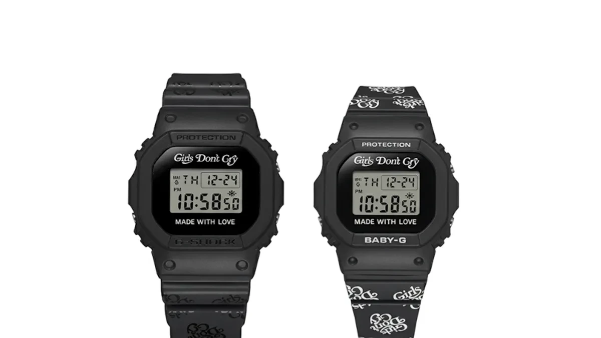 Pasangan jam tangan Casio G-Shock dan Baby-G edisi terbatas kolaborasi VERDY Girls Don't Cry LOV-26A-1