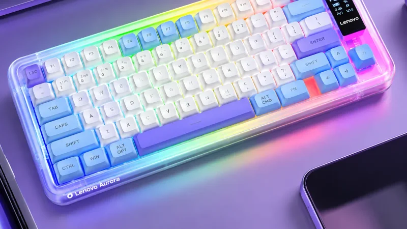 Keyboard Lenovo Aurora GK1077 Lite Usung Layar Status dan Knob Rotary