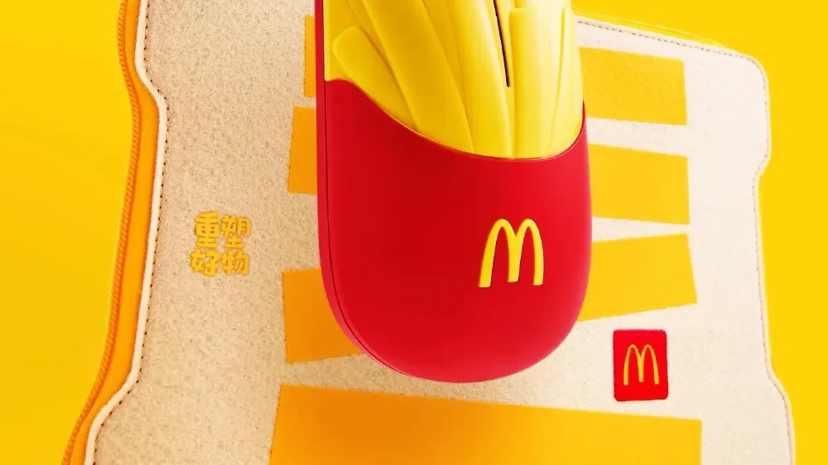 Mouse wireless Lenovo x McDonald's Fry Mark berbentuk kotak kentang goreng