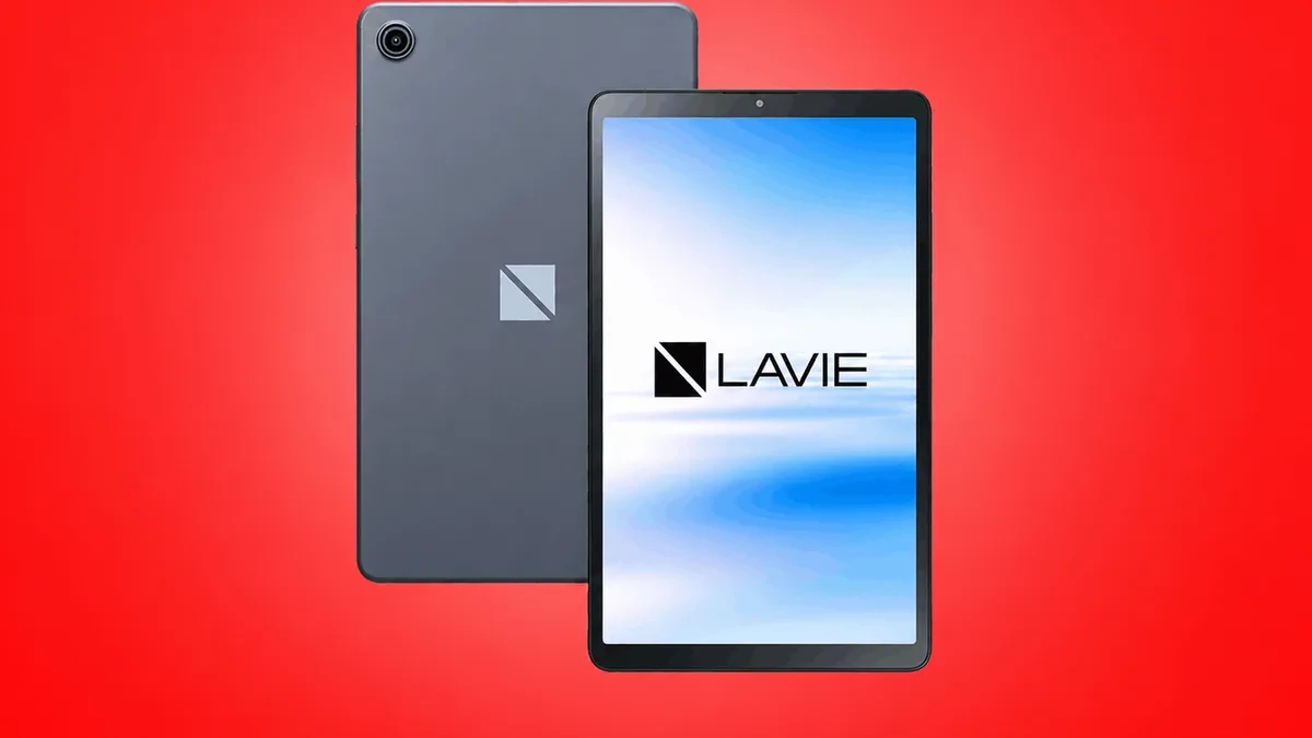 Tampilan depan dan belakang tablet NEC Lavie Tab T8 2026 berwarna Lunar Gray