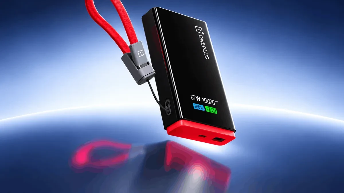 OnePlus 67W SuperVOOC Pocket Power Bank berkapasitas 10.000 mAh dengan layar warna TFT