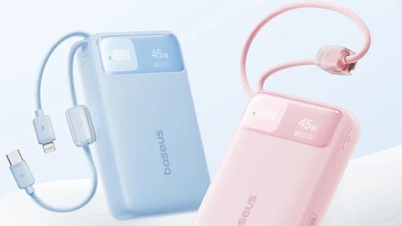 Power Bank Baseus 20.000 mAh Hadirkan Kabel Lightning dan USB-C Terintegrasi