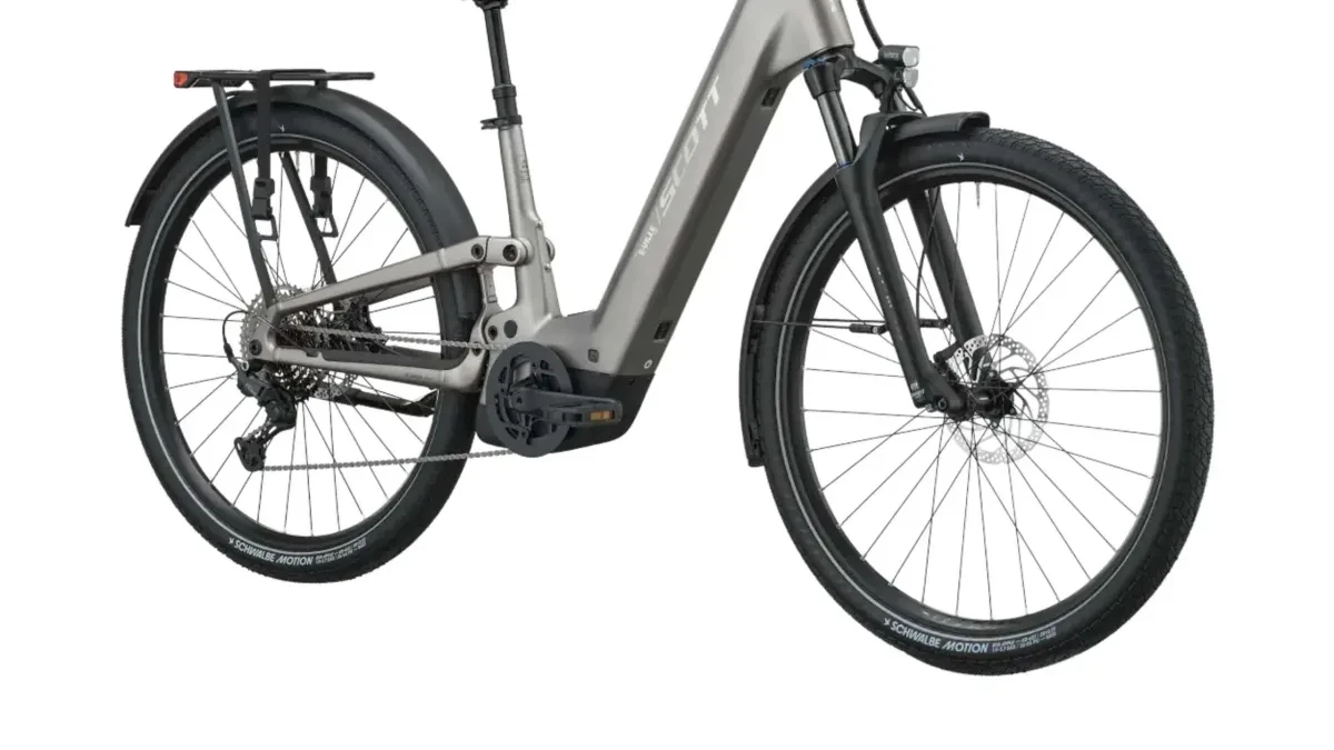 Sepeda listrik Scott E-Ville 20 dengan sistem full suspension dan rangka alumunium