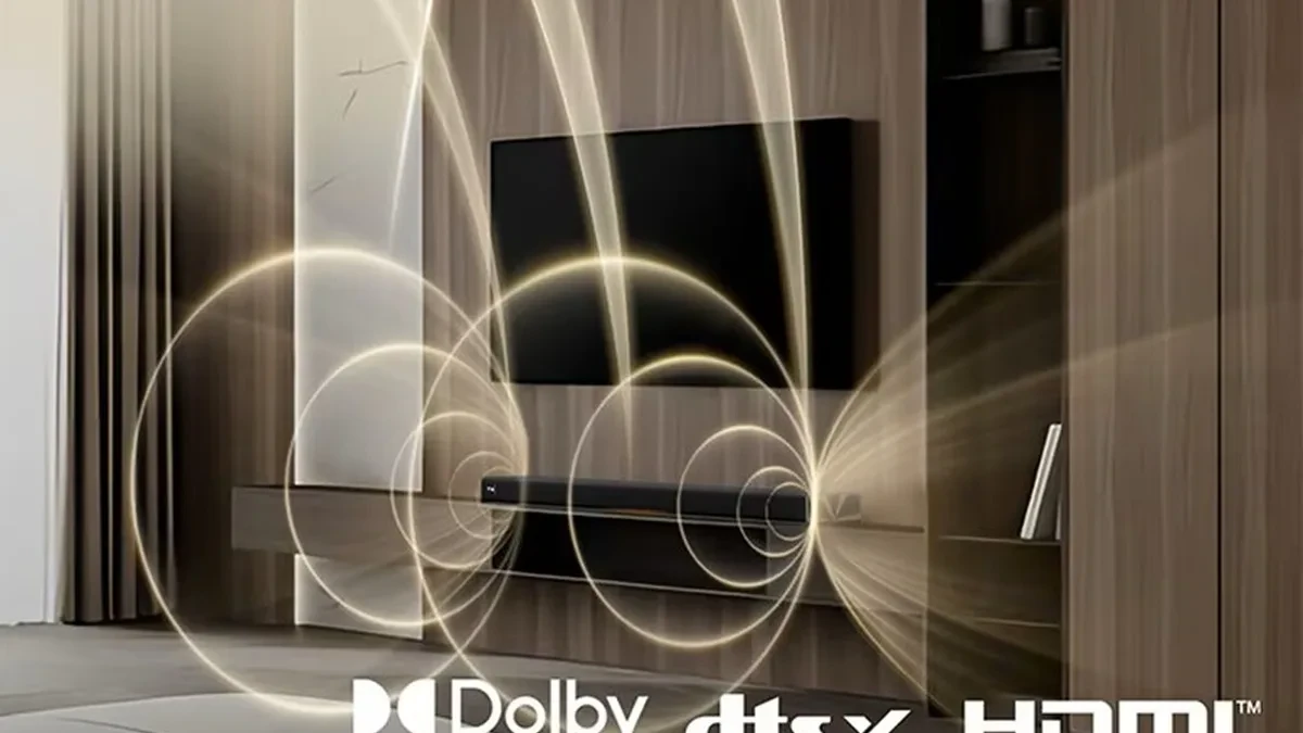 Soundbar LG Sound Suite H7 di atas meja