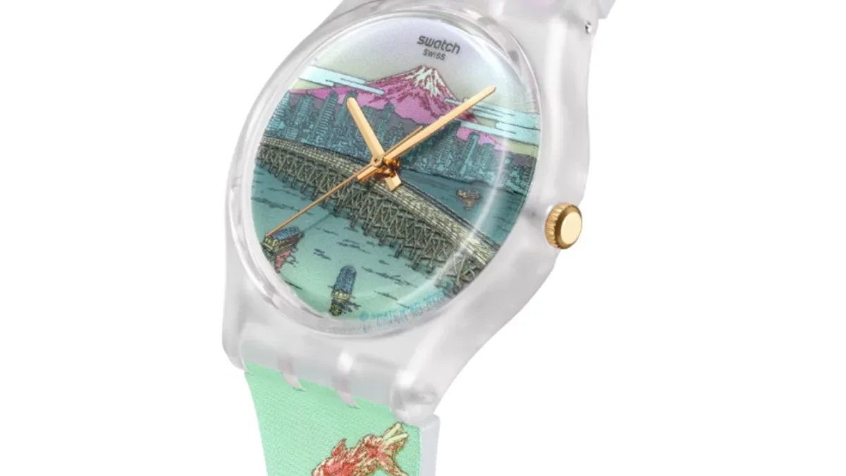 Jam tangan Swatch Bridge to the Past edisi Destination Art buatan Shinji Tsuchimochi